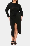 L I V D Estelle Ruched Body-con Midi Dress In Black