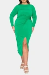 L I V D Estelle Ruched Body-con Midi Dress In Kelly Green