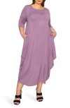 L I V D Evelyn Bubble Hem Jersey Midi Dress In Purple