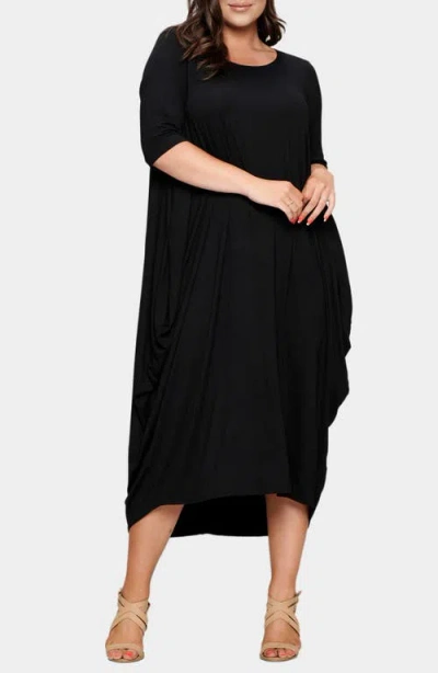 L I V D Evelyn Bubble Hem Jersey Midi Dress In Black