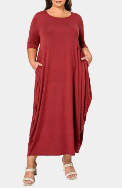 L I V D Evelyn Bubble Hem Jersey Midi Dress In Marsala