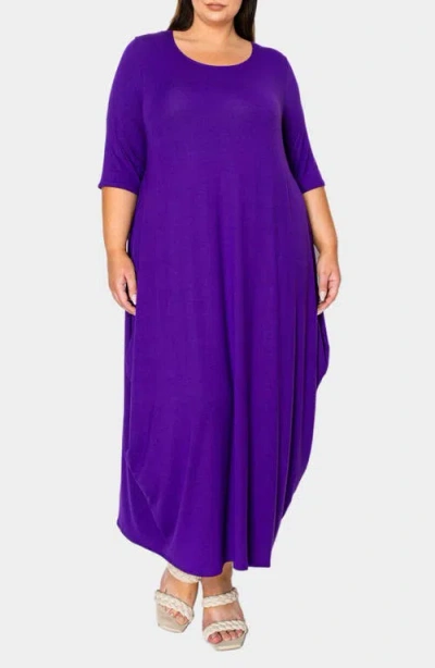 L I V D Evelyn Bubble Hem Jersey Midi Dress In Purple