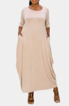 L I V D Evelyn Bubble Hem Jersey Midi Dress In Sand