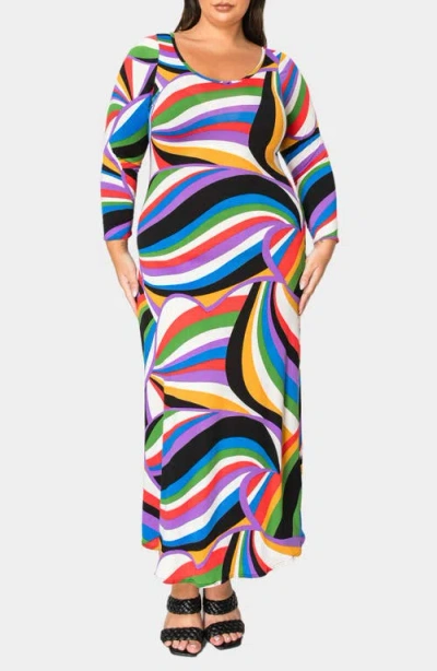 L I V D Ezra Print Long Sleeve Maxi Dress In Vibrant