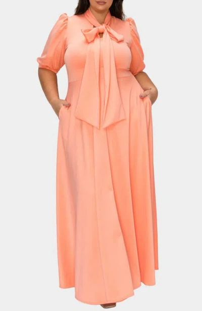 L I V D Farrah Donna Tie Neck Maxi Dress In Pink