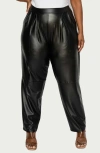 L I V D Faux Leather Straight Leg Pants In Black