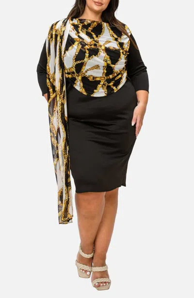 L I V D Gia Cape Sheath Dress In Black
