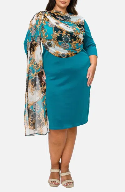 L I V D Gia Cape Sheath Dress In Jade