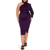 L I V D Gigi One-shoulder Long Sleeve Midi Dress In Blue