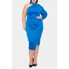L I V D Gigi One-shoulder Long Sleeve Midi Dress In Bright Blue