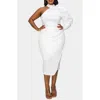 L I V D Gigi One-shoulder Long Sleeve Midi Dress In Ivory