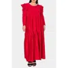 L I V D Isabel Long Sleeve Tiered Maxi Dress In Red