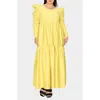 L I V D Isabel Long Sleeve Tiered Maxi Dress In Yellow