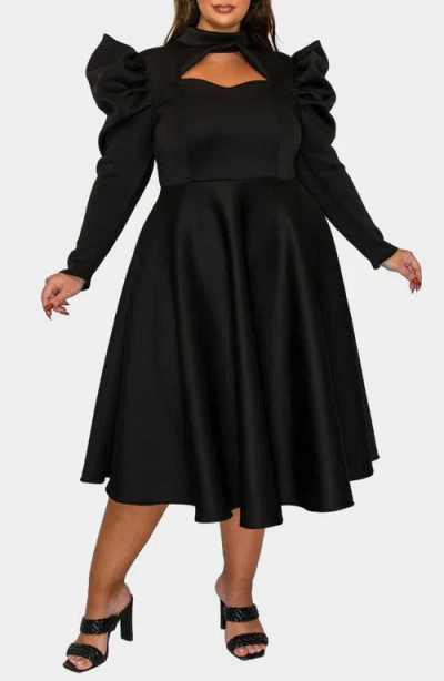 L I V D Isabella Neoprene Midi Dress In Black