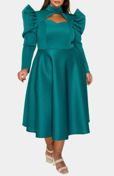 L I V D Isabella Neoprene Midi Dress In Green