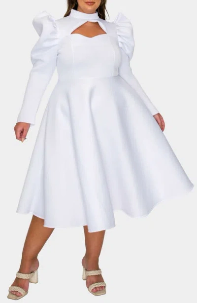 L I V D Isabella Neoprene Midi Dress In White
