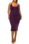 L I V D Jennie Stretch Midi Body-con Dress In Eggplant
