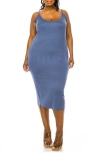 L I V D Jennie Stretch Midi Body-con Dress In Light/pastel Blue