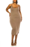L I V D Jennie Stretch Midi Body-con Dress In Light/pastel Brown