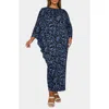 L I V D Jessica Asymmetric Long Sleeve Maxi Dress In Blue