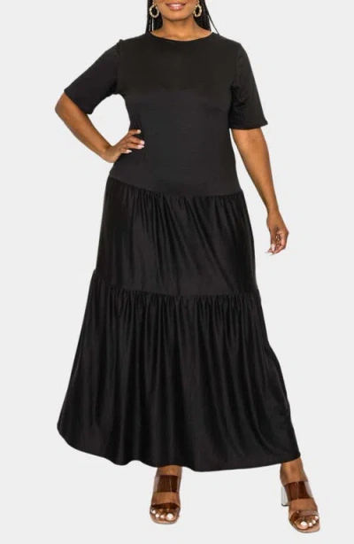 L I V D Jourdan Tiered Maxi Dress In Black