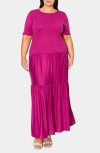 L I V D Jourdan Tiered Maxi Dress In Bright Pink