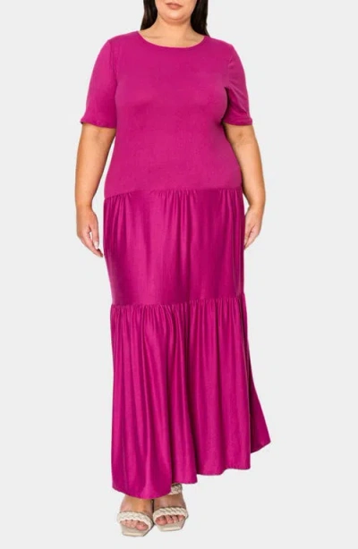 L I V D Jourdan Tiered Maxi Dress In Bright Pink