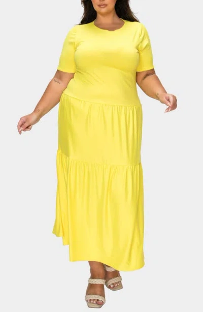 L I V D Jourdan Tiered Maxi Dress In Yellow