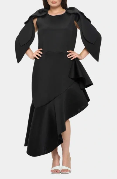 L I V D Kaskade Asymmetric Ruffle Dress In Black