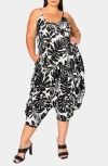 L I V D Kiana Palm Print Jumpsuit In Black/white