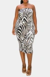 L I V D L I V D KIKO ZEBRA PRINT STRAPLESS TUBE DRESS