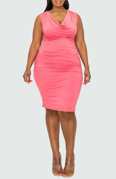 L I V D Kim Cowl Neck Sleeveless Body-con Dress In Lt Coral