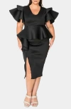 L I V D Kira Neoprene Peplum Dress In Black