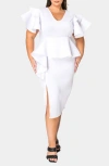 L I V D Kira Neoprene Peplum Dress In White