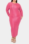 L I V D Kylo Textured Long Sleeve Midi Dress In Rose