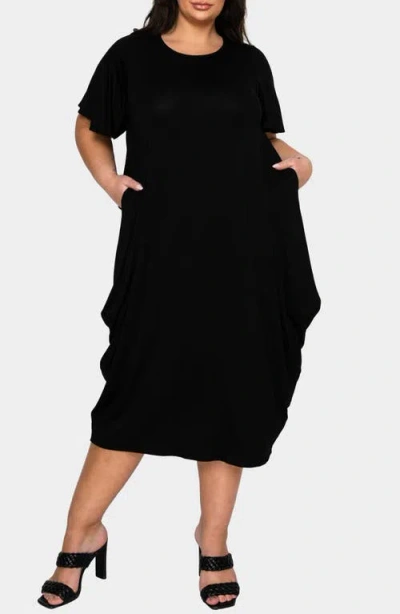 L I V D Liz Flutter Sleeve Midi Dress In Black