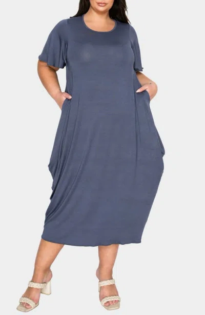 L I V D Liz Flutter Sleeve Midi Dress In Gray