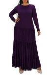 L I V D Long Sleeve Maxi Dress In Eggplant