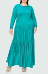 L I V D Long Sleeve Maxi Dress In Jade