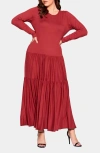 L I V D Long Sleeve Maxi Dress In Marsala