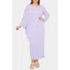L I V D Louella Asymmetrical Long Sleeve Stretch Maxi Dress In Lilac