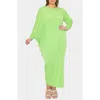 L I V D Louella Asymmetrical Long Sleeve Stretch Maxi Dress In Lime