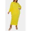 L I V D Louella Asymmetrical Long Sleeve Stretch Maxi Dress In Yellow