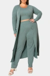 L I V D Luna 3-piece Rib Lounge Set In Dusty Olive