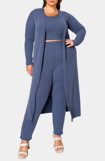 L I V D Luna 3-piece Rib Lounge Set In Navy