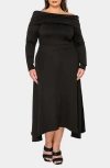 L I V D Lyra Off The Shoulder Long Sleeve Maxi Dress In Black