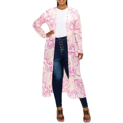 L I V D Megan Mesh Duster In Pink