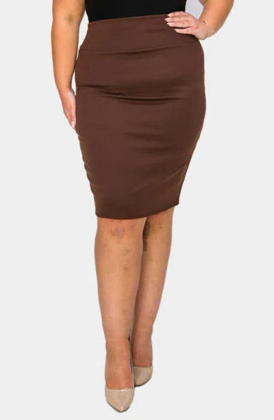 L I V D Molly Pencil Skirt In Light/pastel Brown
