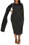 L I V D Naomi Cape Sleeve Maxi Dress In Black