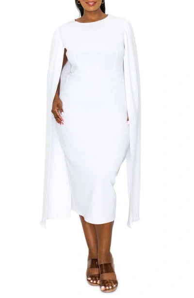 L I V D Naomi Cape Sleeve Maxi Dress In White